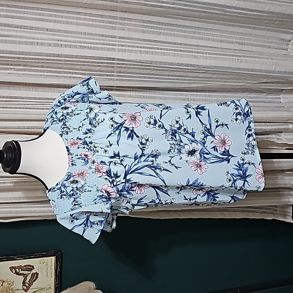 Blue floral blouse